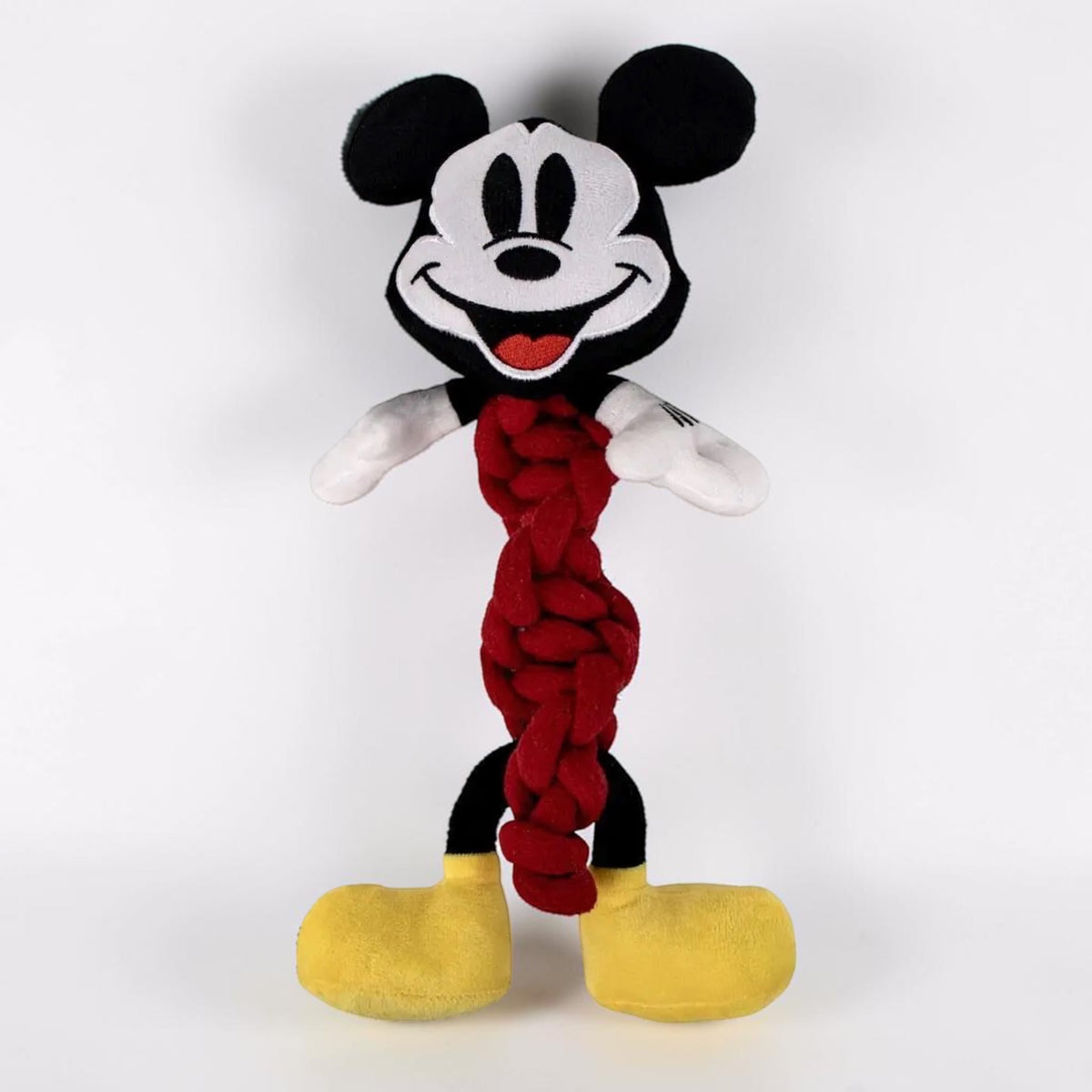 Gioco in fune dentale per cani da 27 cm con testa in morbido peluche ricamato di Topolino Mickey Mouse con fischietto.