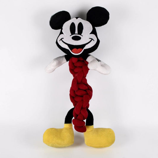 Gioco in fune dentale per cani da 27 cm con testa in morbido peluche ricamato di Topolino Mickey Mouse con fischietto.