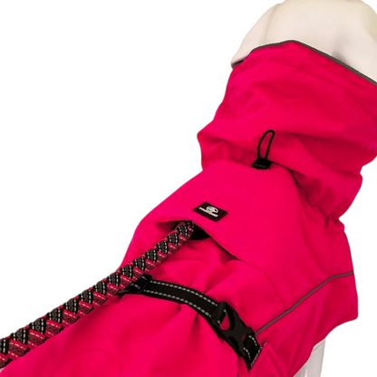 Impermeabile tecnico per cani Hiking K2 vista laterale con collare anti-goccia - Croci