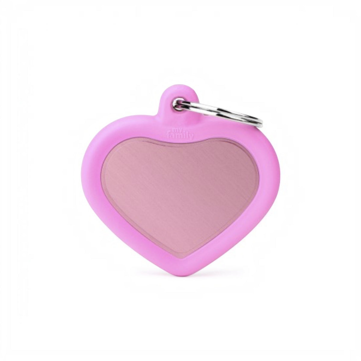 Medaglietta silenziosa a forma di cuore con gomma rosa per il collare del cane - Hushtag Cuore Rosa MyFamily