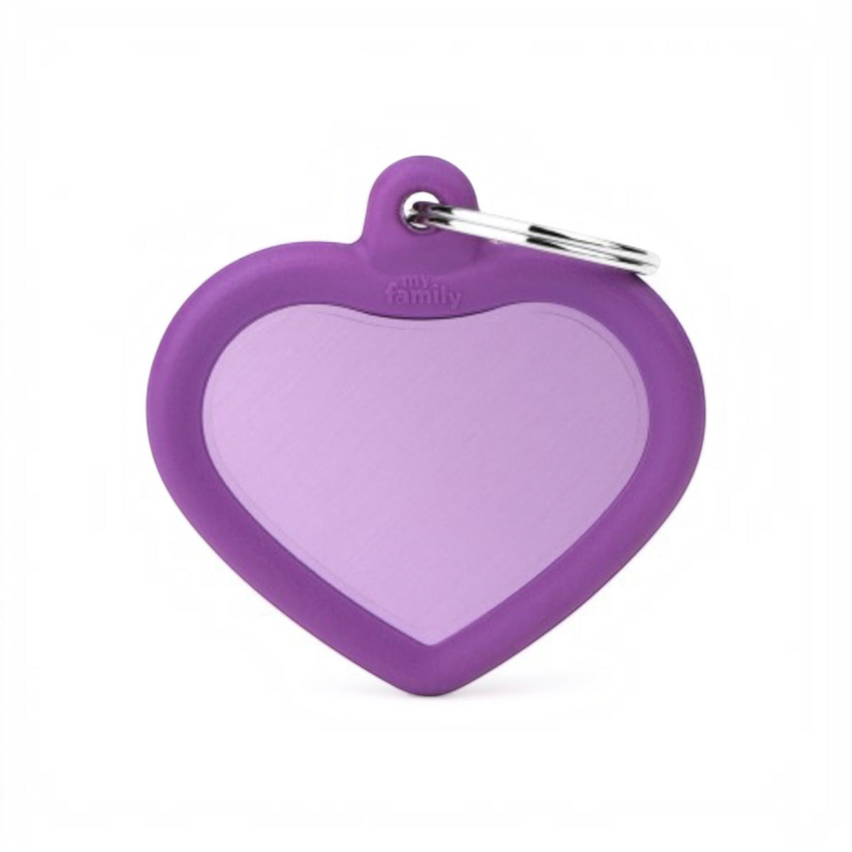 Medaglietta silenziosa a forma di cuore con gomma viola per il collare del cane - Hushtag Cuore Purple MyFamily