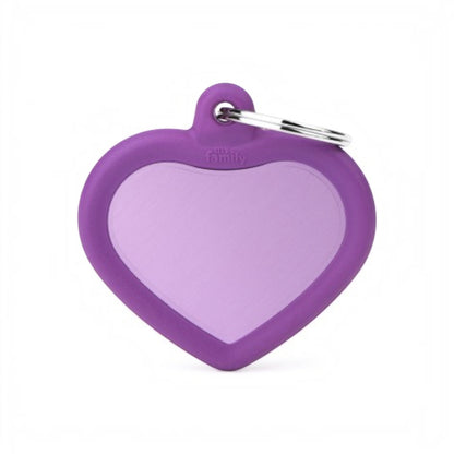 Medaglietta silenziosa a forma di cuore con gomma viola per il collare del cane - Hushtag Cuore Purple MyFamily