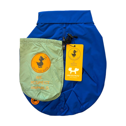 Impermeabile 2 in 1 variante blue cyborg indossato da cane - Impermeabile Save The Duck