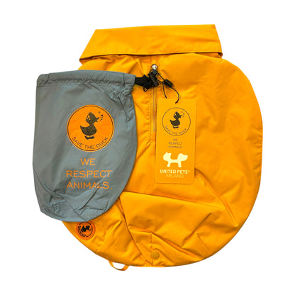 Impermeabile 2 in 1 variante giallo becco indossato da cane - Impermeabile Save The Duck