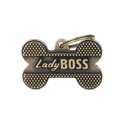 Medaglietta Lady Boss in ottone inglese da personalizzare per il collare del cane - Lady Boss MyFamily