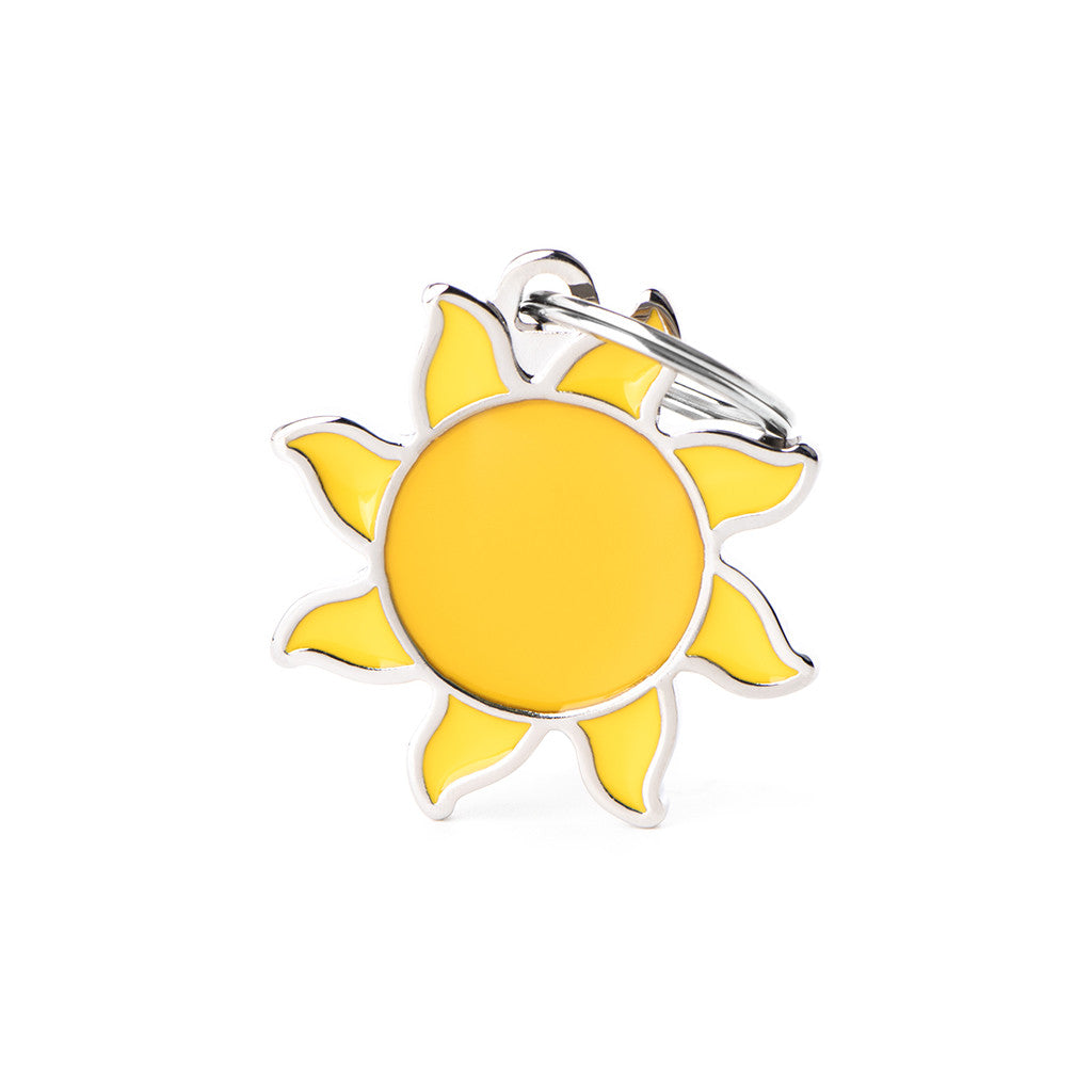 Medaglietta a forma di sole in metallo incidibile per cani - Medaglietta Sole MyFamily