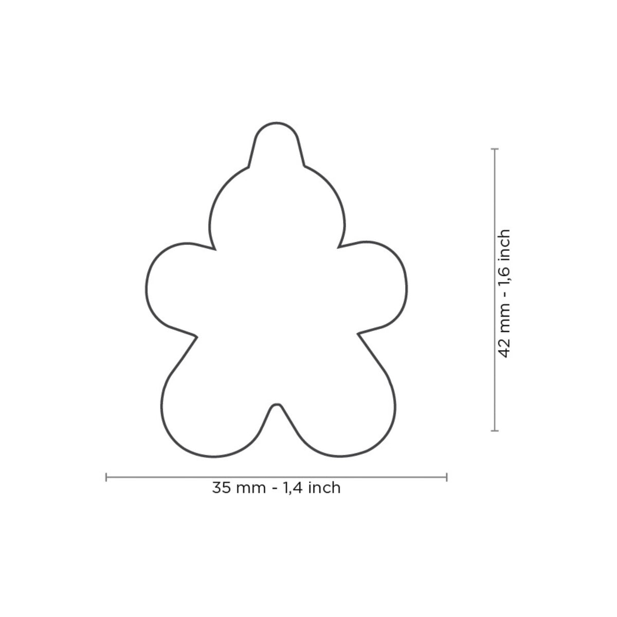 Misure della medaglietta GingerBread a forma di omino pan di zenzero