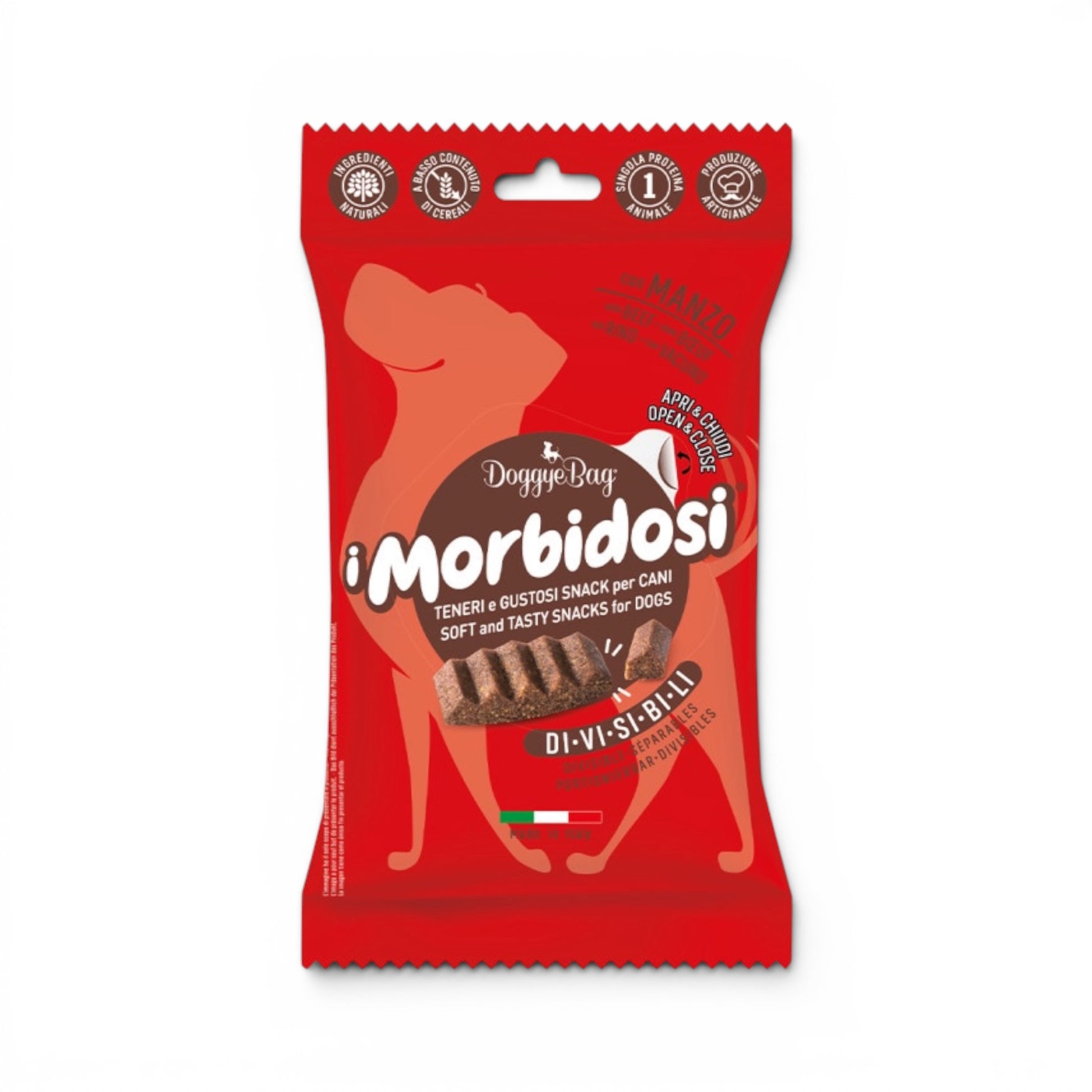 Snack morbido monoproteico al manzo per cani - I Morbidosi DoggyeBag
