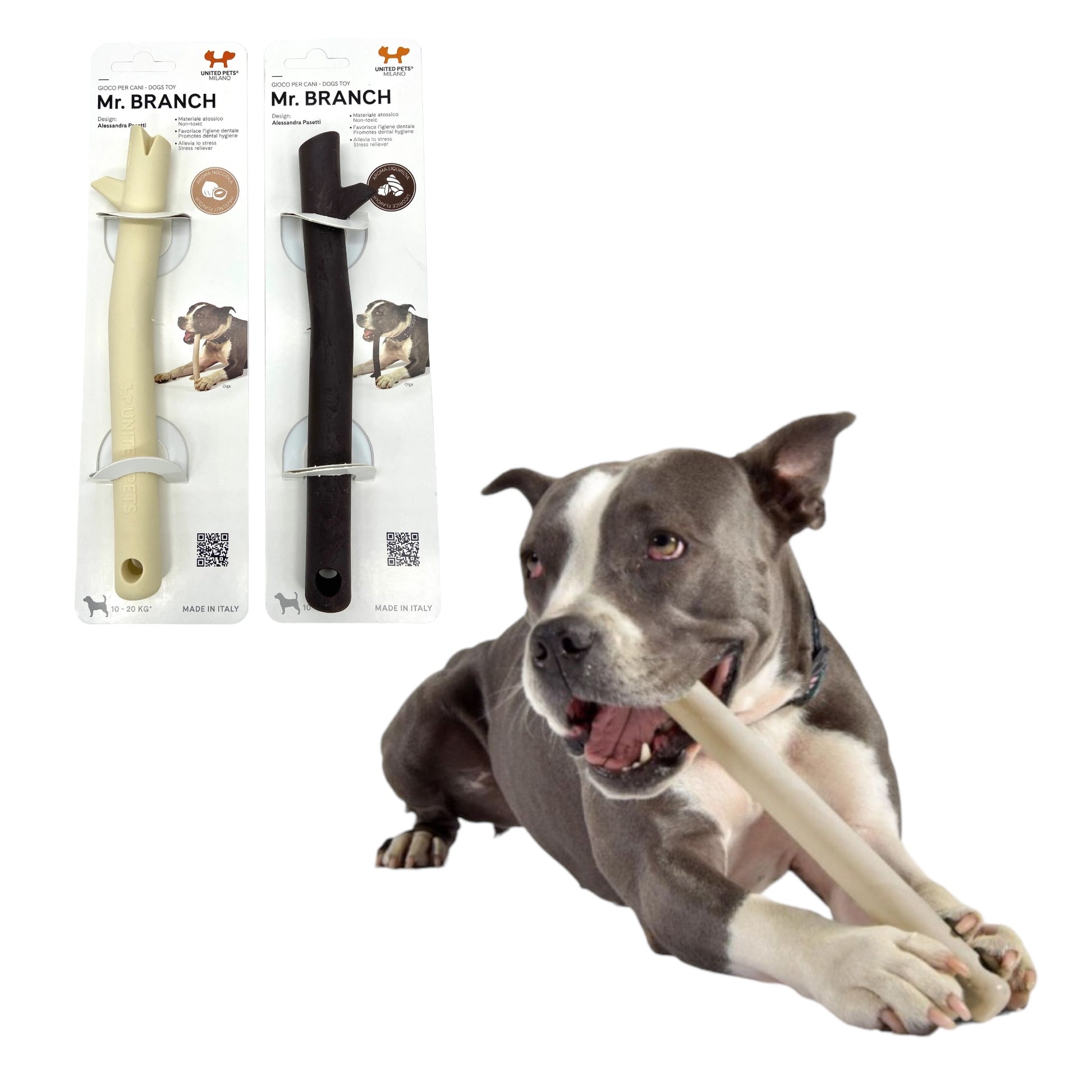 Gioco da riporto in gomma atossica aromatizzata per cani Made in Italy - Mr. Branch United Pets