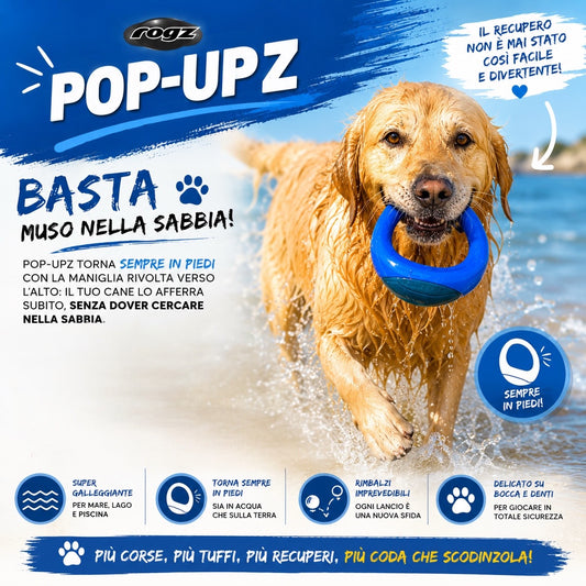 Rogz Pop-Upz gioco da riporto anfibio per cani – galleggiante, rimbalzante e con tecnologia sempre in piedi