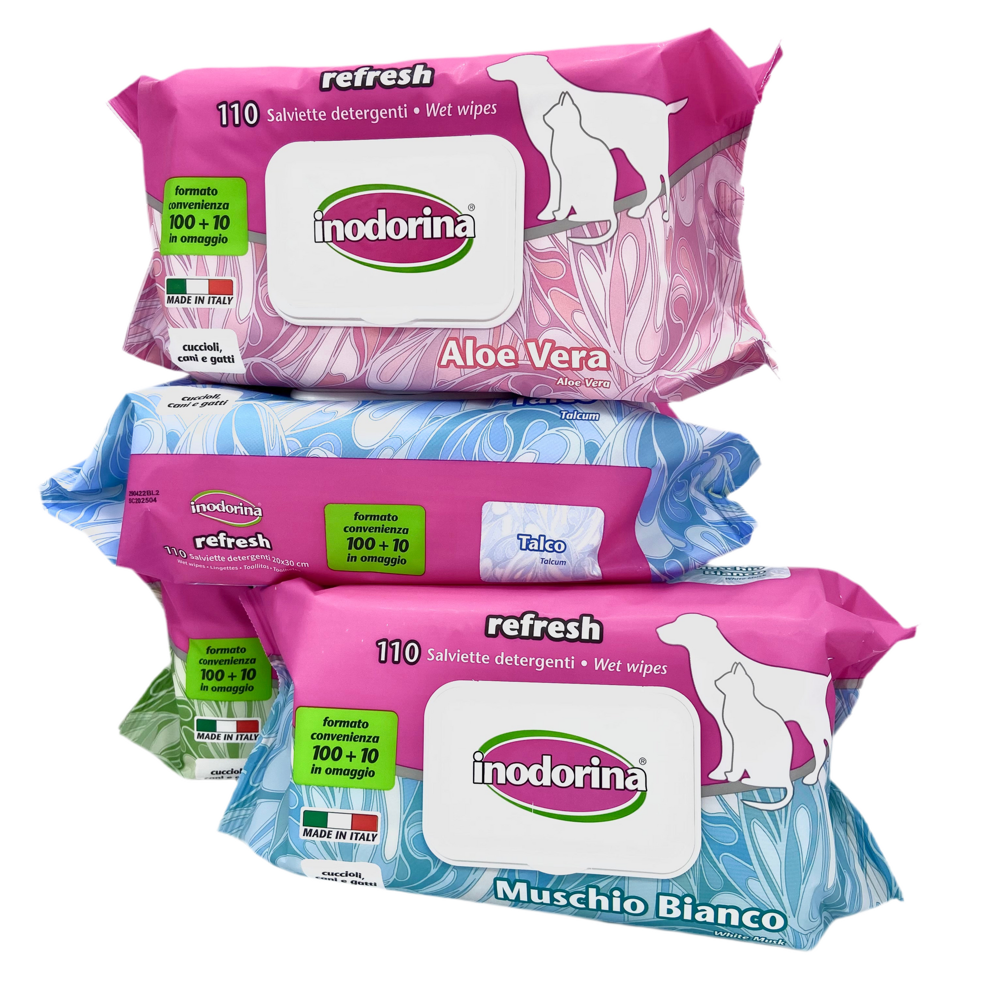 Confezione da 110 salviette detergenti per cani e gatti - Salviette Detergenti Inodorina