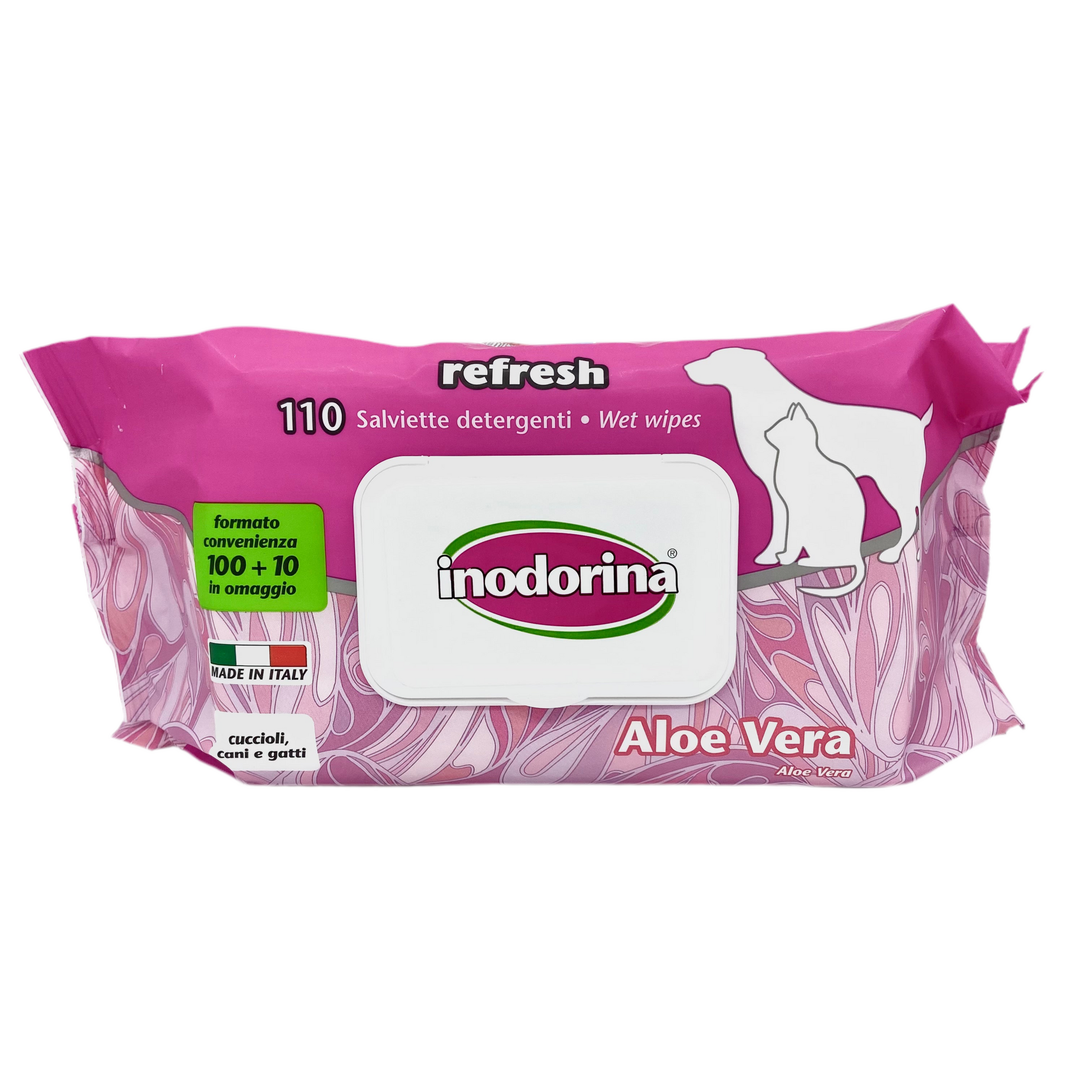 Salviette detergenti all'aloe vera per cani e gatti formato convenienza - Inodorina