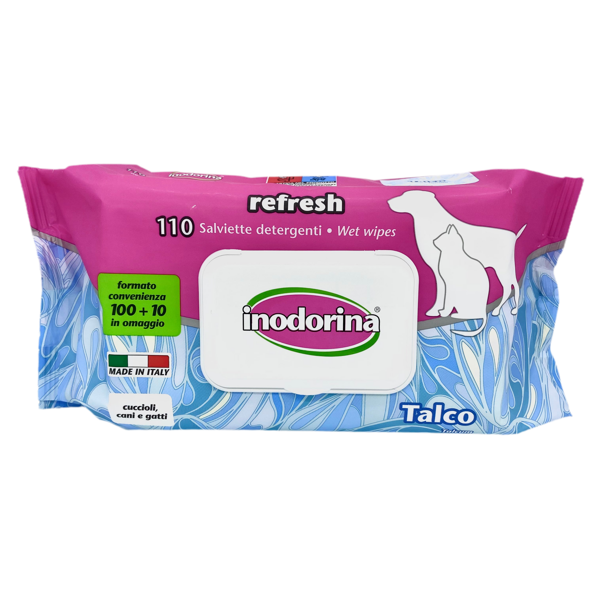 Salviette detergenti al talco per cani e gatti formato convenienza - Inodorina