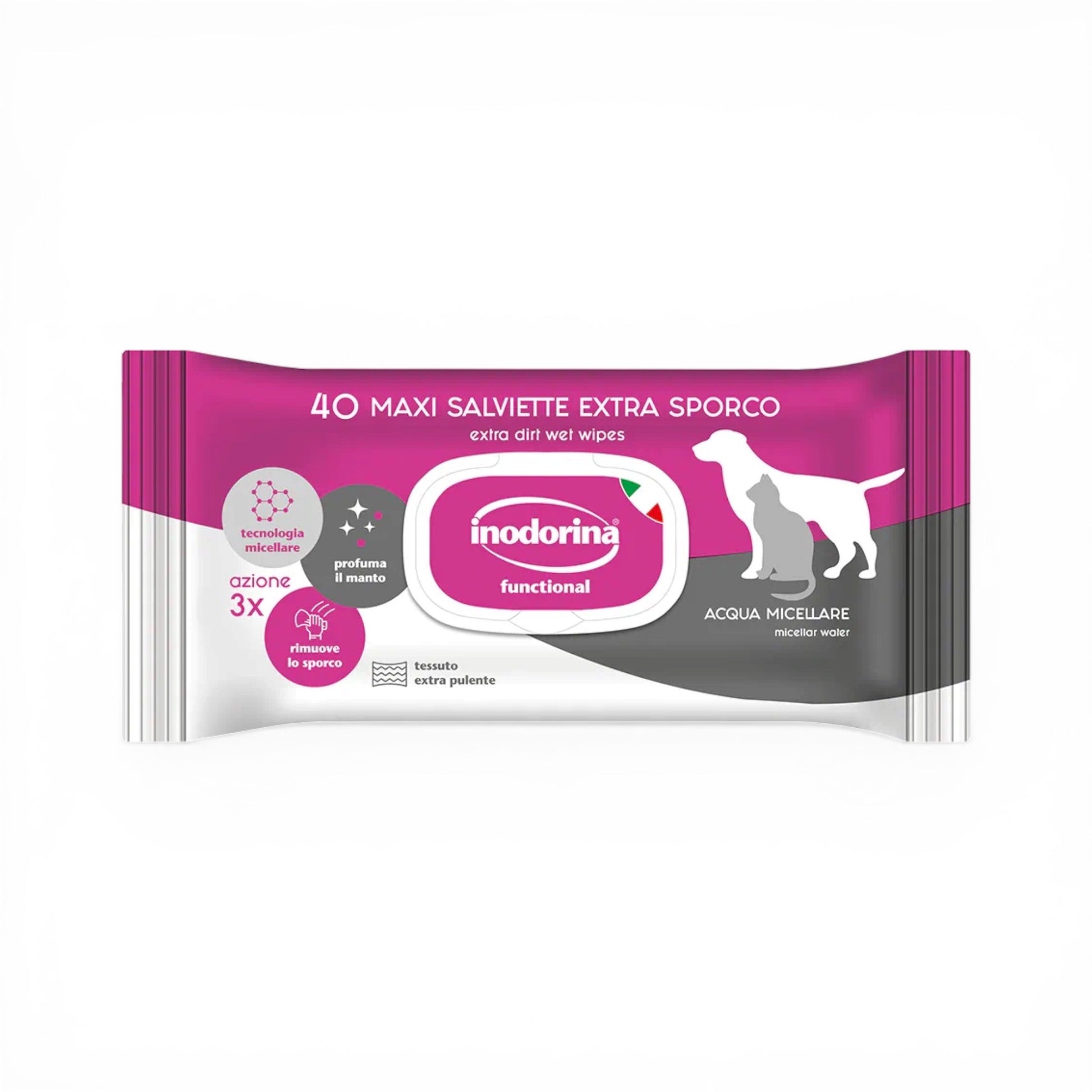 Salviette per cani extra sporco con tecnologia micellare - Salviette Functional Inodorina