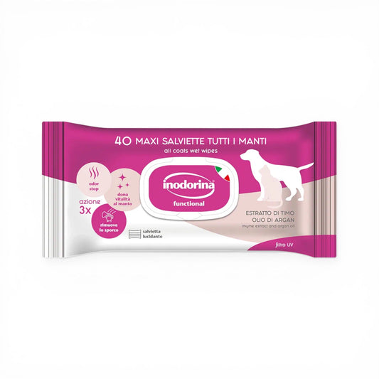 Salviette detergenti per cani tutti i manti con olio di Argan - Salviette Functional Inodorina