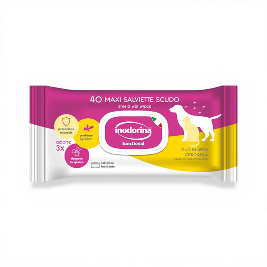 Salviette repellenti per cani con olio di Neem e Citronella - Salviette Scudo Inodorina