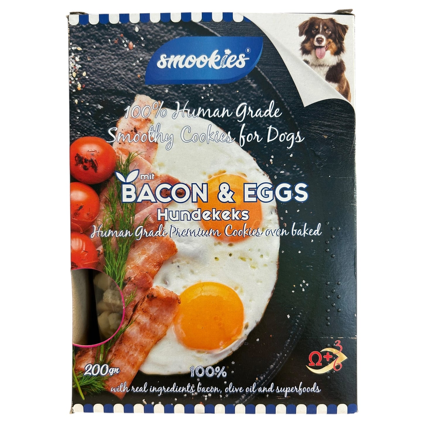 Smookies biscotti premium per cani gusto Bacon e Uova – ingredienti human grade, senza conservanti.