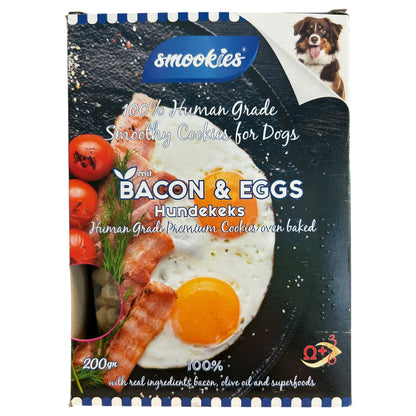 Smookies biscotti premium per cani gusto Bacon e Uova – ingredienti human grade, senza conservanti.