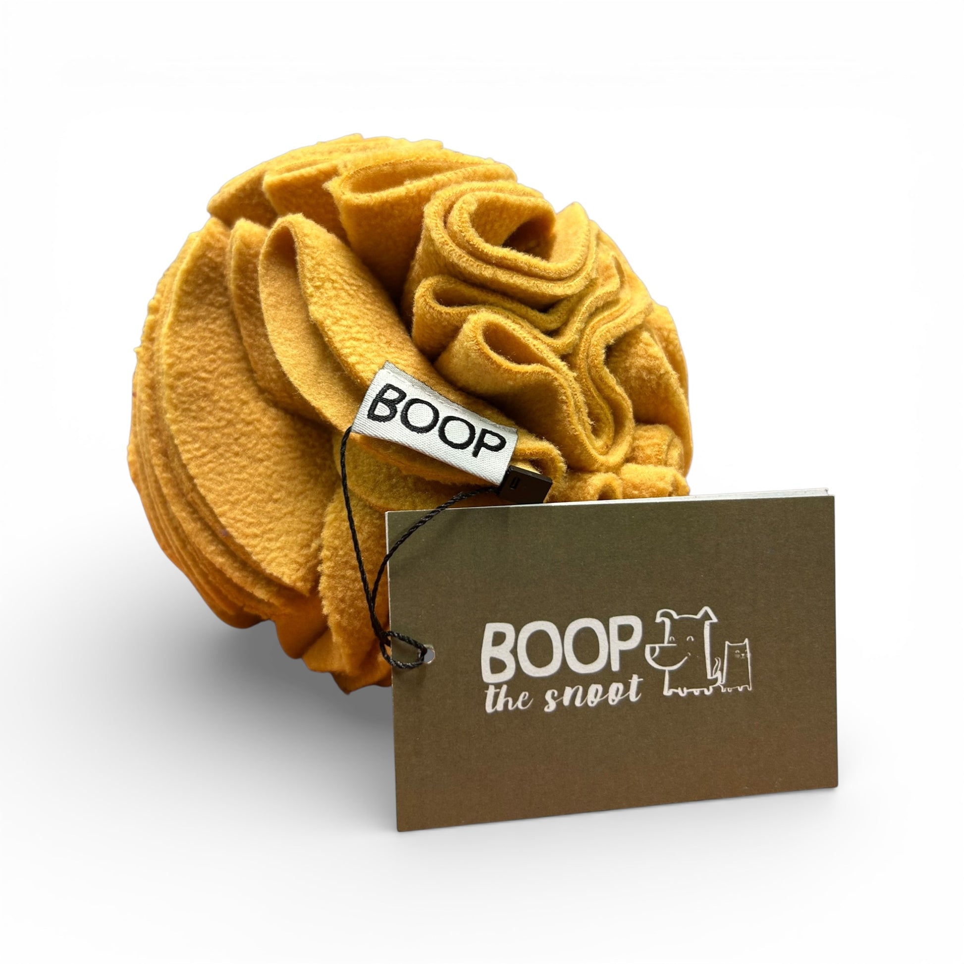 Malva: Palla olfattiva snuffle per cani colore mostarda, artigianale made in Italy - Boop The Snoot