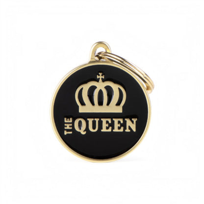 Medaglietta nera con scritta The Queen per il collare del cane - The Queen Black MyFamily
