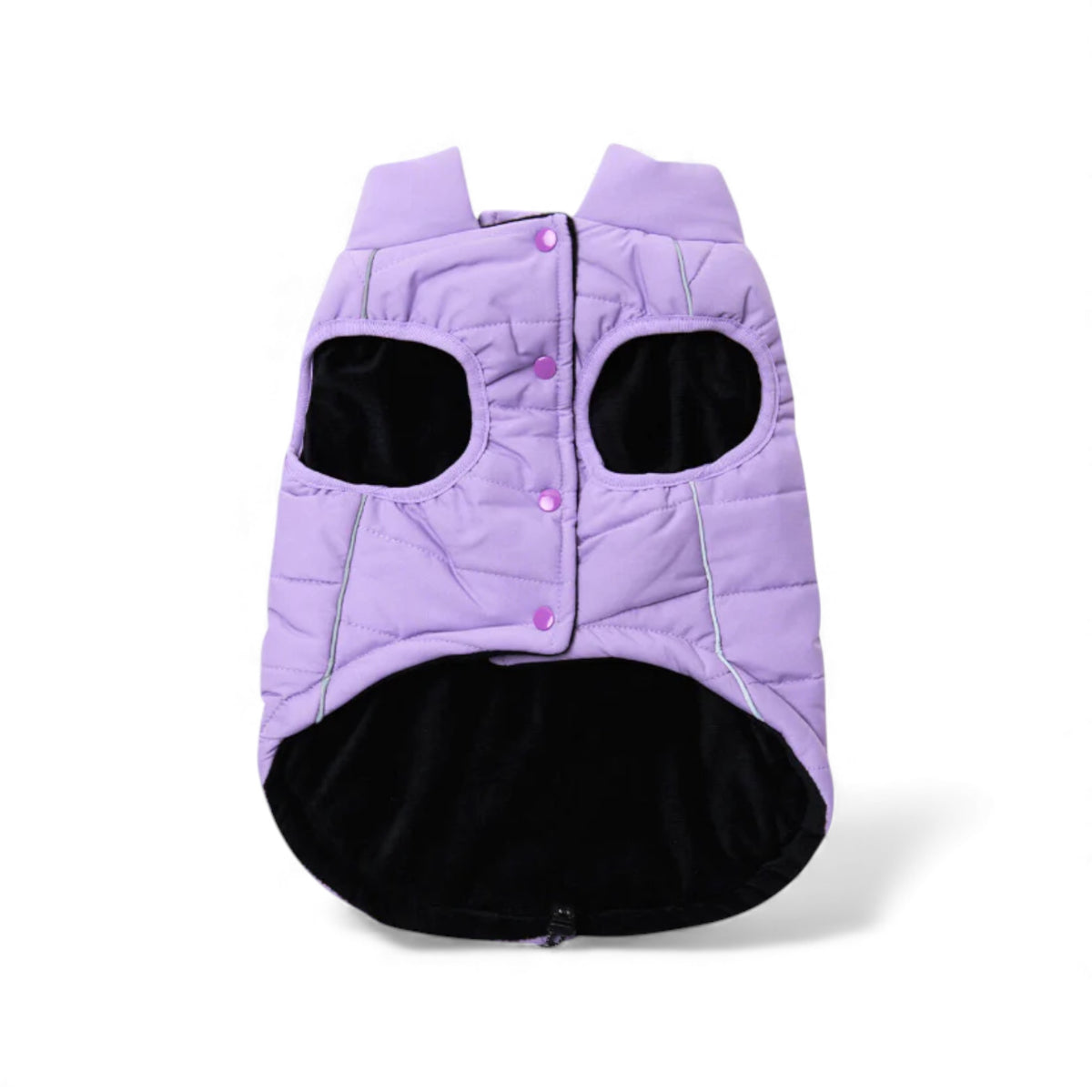 Vista del sottopancia del giubbino impermeabile lilla - WarmShield Spark Paws