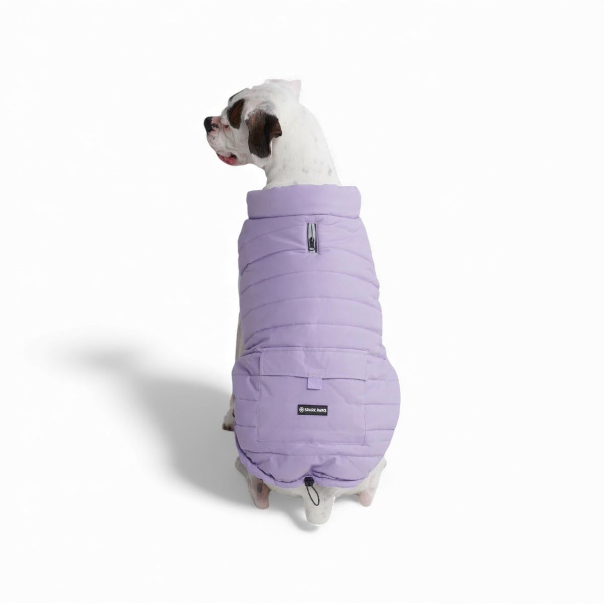 Vista posteriore del giubbino impermeabile con taglio a V - WarmShield Spark Paws