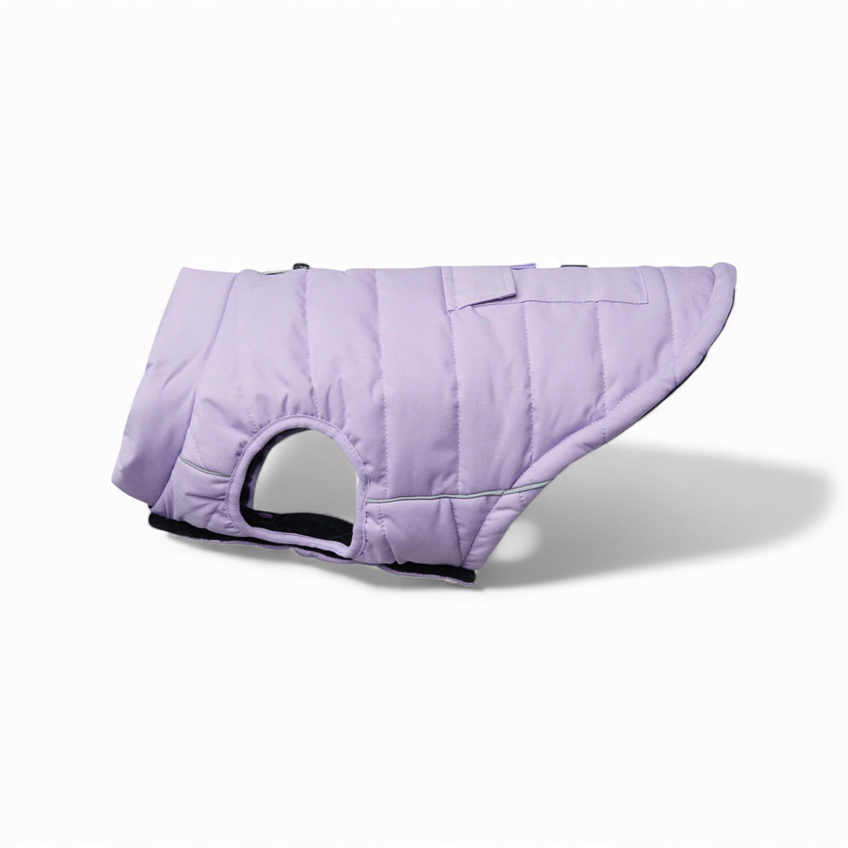 Vista del sottopancia del giubbino impermeabile lilla - WarmShield Spark Paws