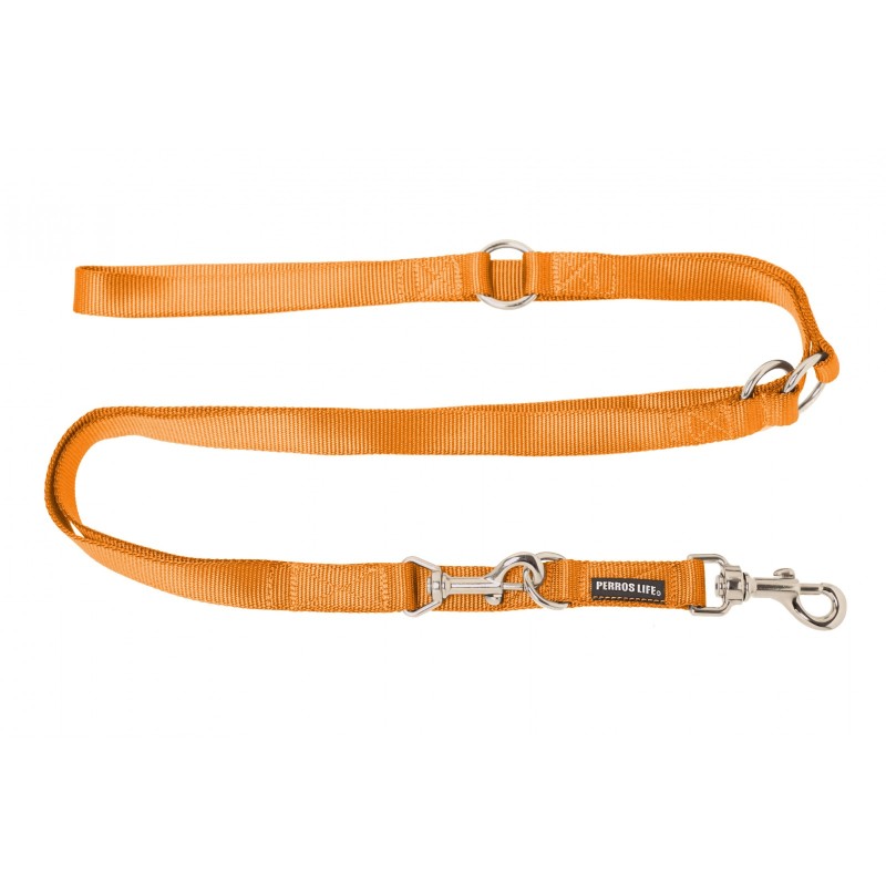 Guinzaglio da addestramento regolabile per cani arancione - guinzaglio nylon PERROS LIFE