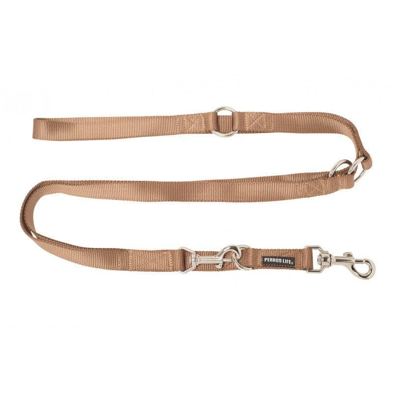 Guinzaglio da addestramento regolabile per cani beige - guinzaglio nylon PERROS LIFE