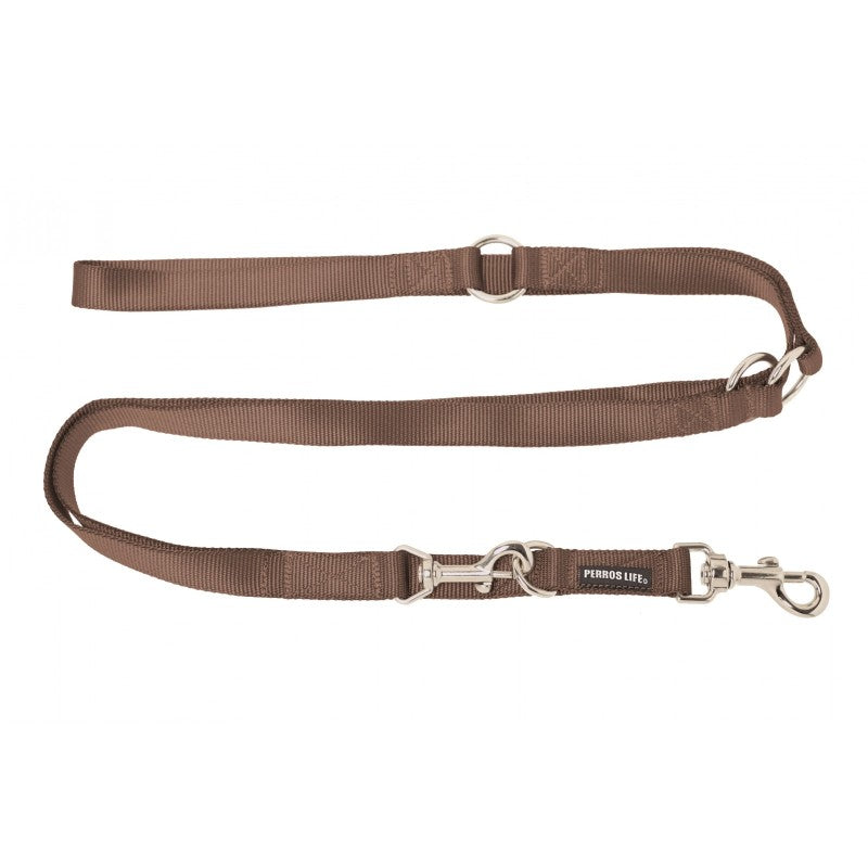 Guinzaglio da addestramento regolabile per cani marrone - guinzaglio nylon PERROS LIFE