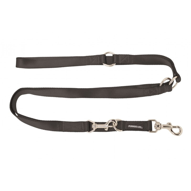 Guinzaglio da addestramento regolabile per cani nero - guinzaglio nylon PERROS LIFE