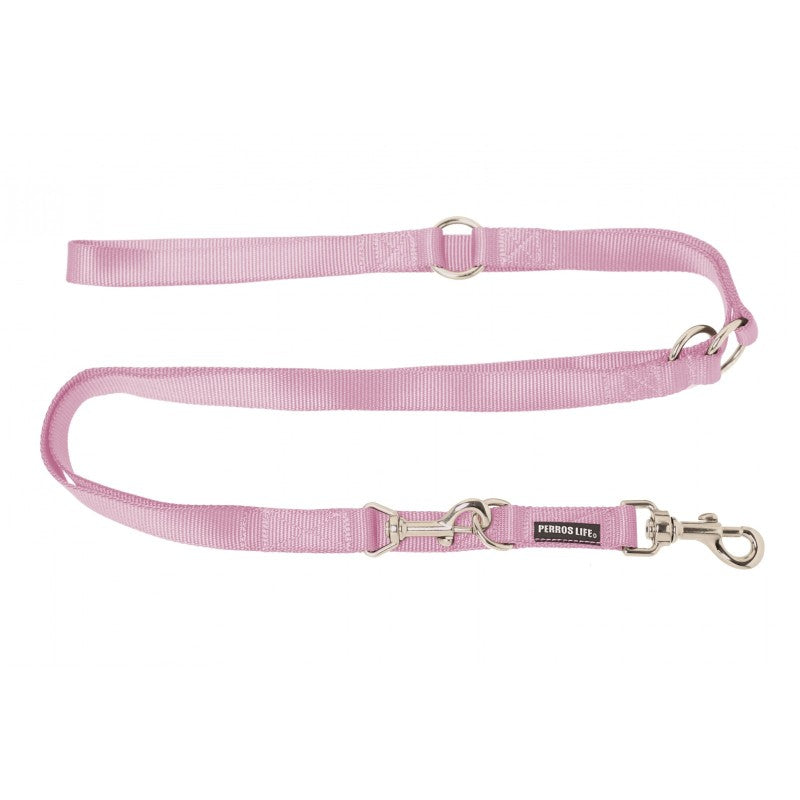 Guinzaglio da addestramento regolabile per cani rosa - guinzaglio nylon PERROS LIFE
