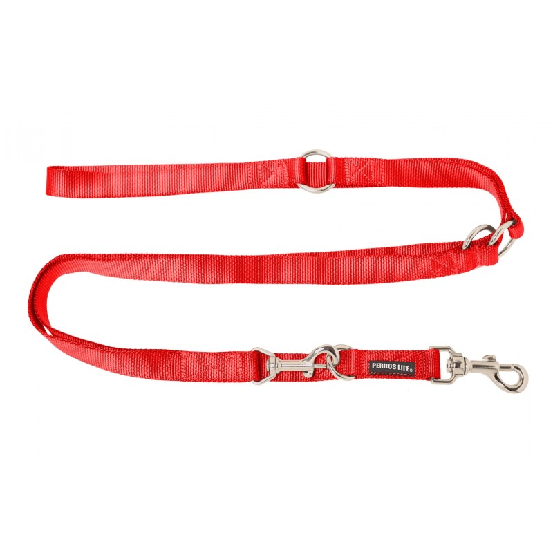 Guinzaglio da addestramento regolabile per cani rosso - guinzaglio nylon PERROS LIFE