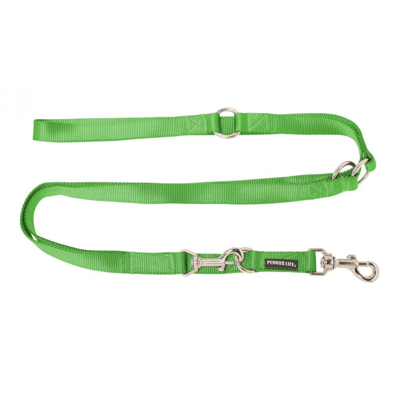 Guinzaglio da addestramento regolabile per cani verde - guinzaglio nylon PERROS LIFE