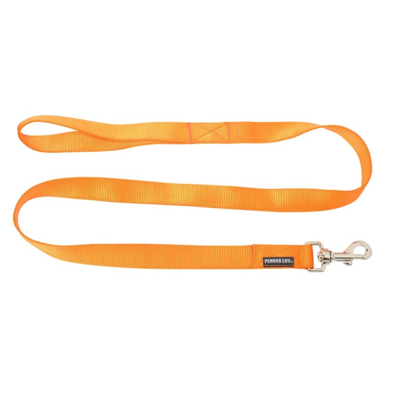 Guinzaglio fisso in nylon 120 cm per cani arancione - guinzaglio passeggiata PERROS LIFE