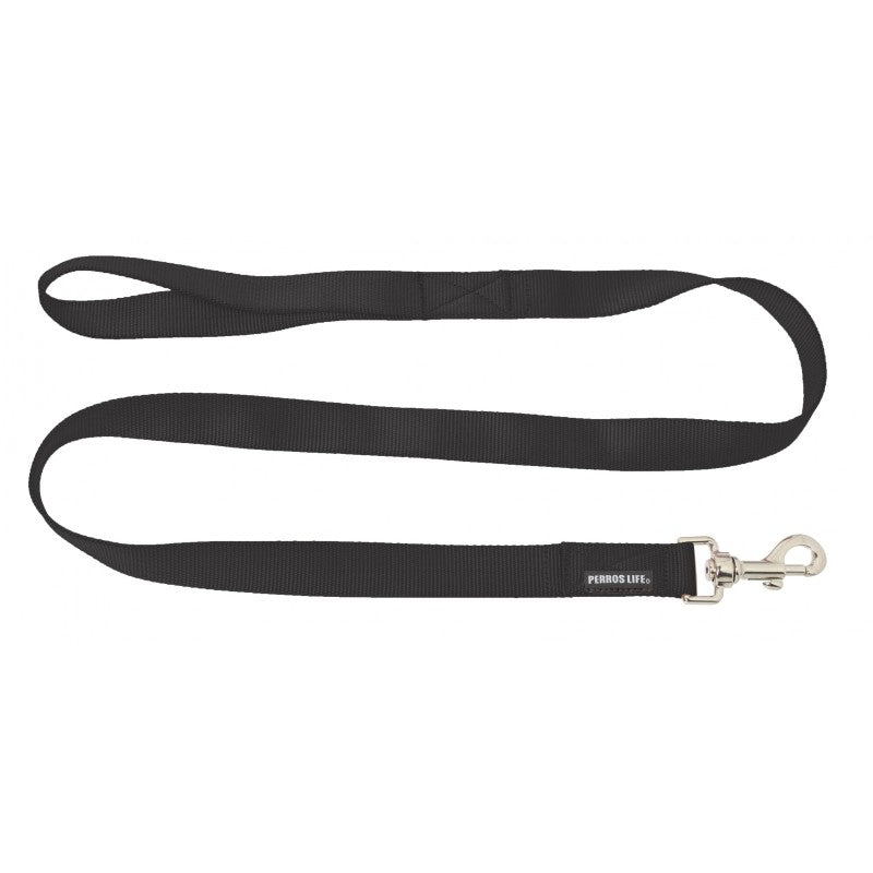 Guinzaglio fisso in nylon 120 cm per cani nero - guinzaglio passeggiata PERROS LIFE