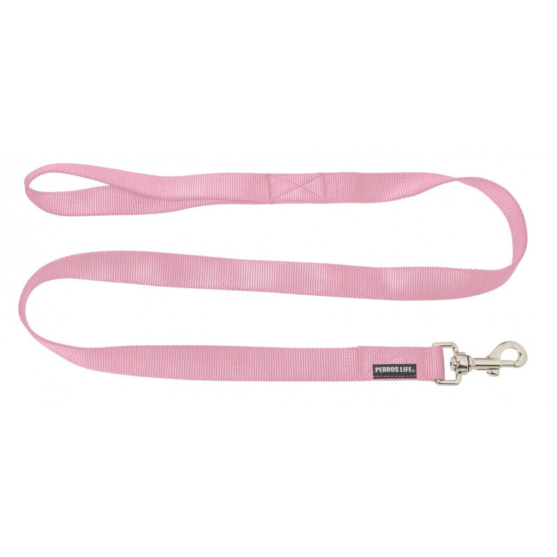 Guinzaglio fisso in nylon 120 cm per cani rosa - guinzaglio passeggiata PERROS LIFE