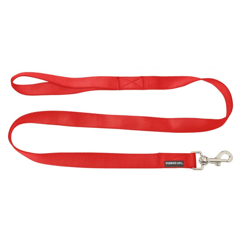 Guinzaglio fisso in nylon 120 cm per cani rosso - guinzaglio passeggiata PERROS LIFE