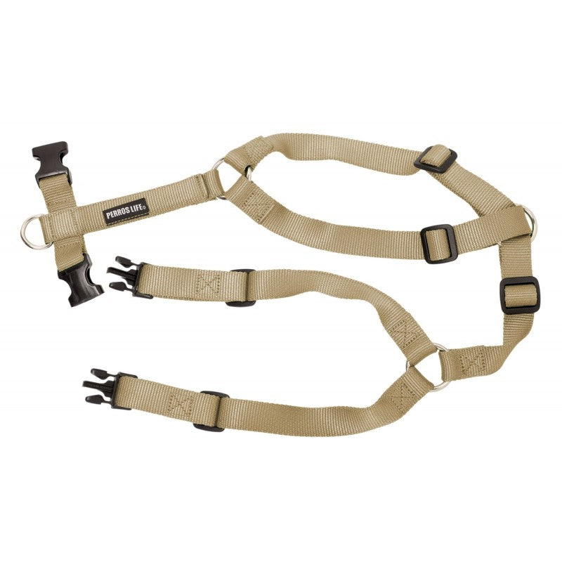 Pettorina regolabile ad H per cani beige - modello alla romana PERROS LIFE
