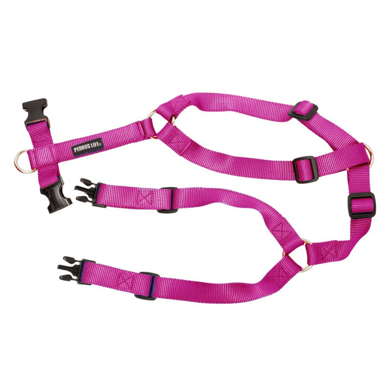 Pettorina regolabile ad H per cani fucsia - modello alla romana PERROS LIFE