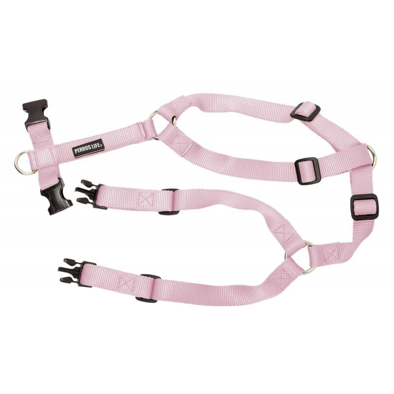 Pettorina regolabile ad H per cani rosa - modello alla romana PERROS LIFE