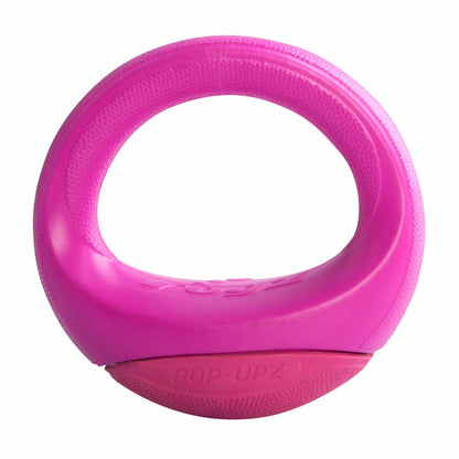 Rogz Pop-Upz rosa – giocattolo da riporto per cani con rimbalzi irregolari, morbido sui denti e resistente