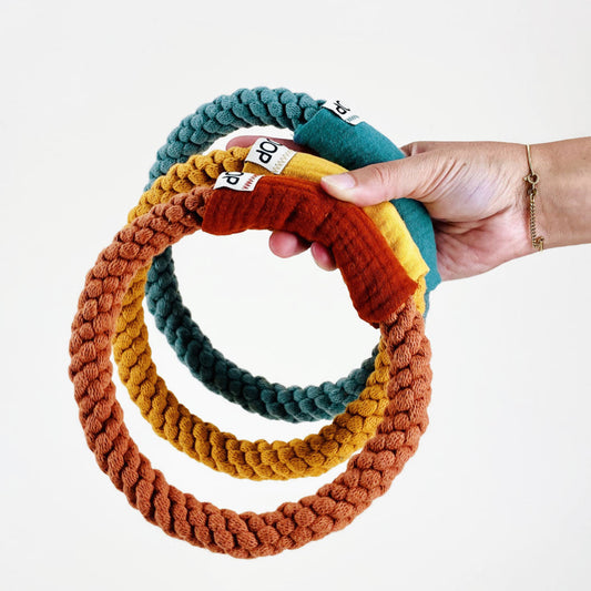Spin anello in corda di cotone riciclato per cani, frisbee e tira e molla artigianale made in Italy - Boop The Snoot